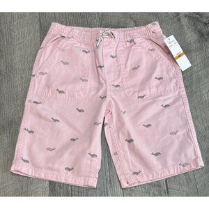 Nautica Shorts Girls 7‎ Pink Elastic Waist Bermuda Pockets Whales Pull on NEW